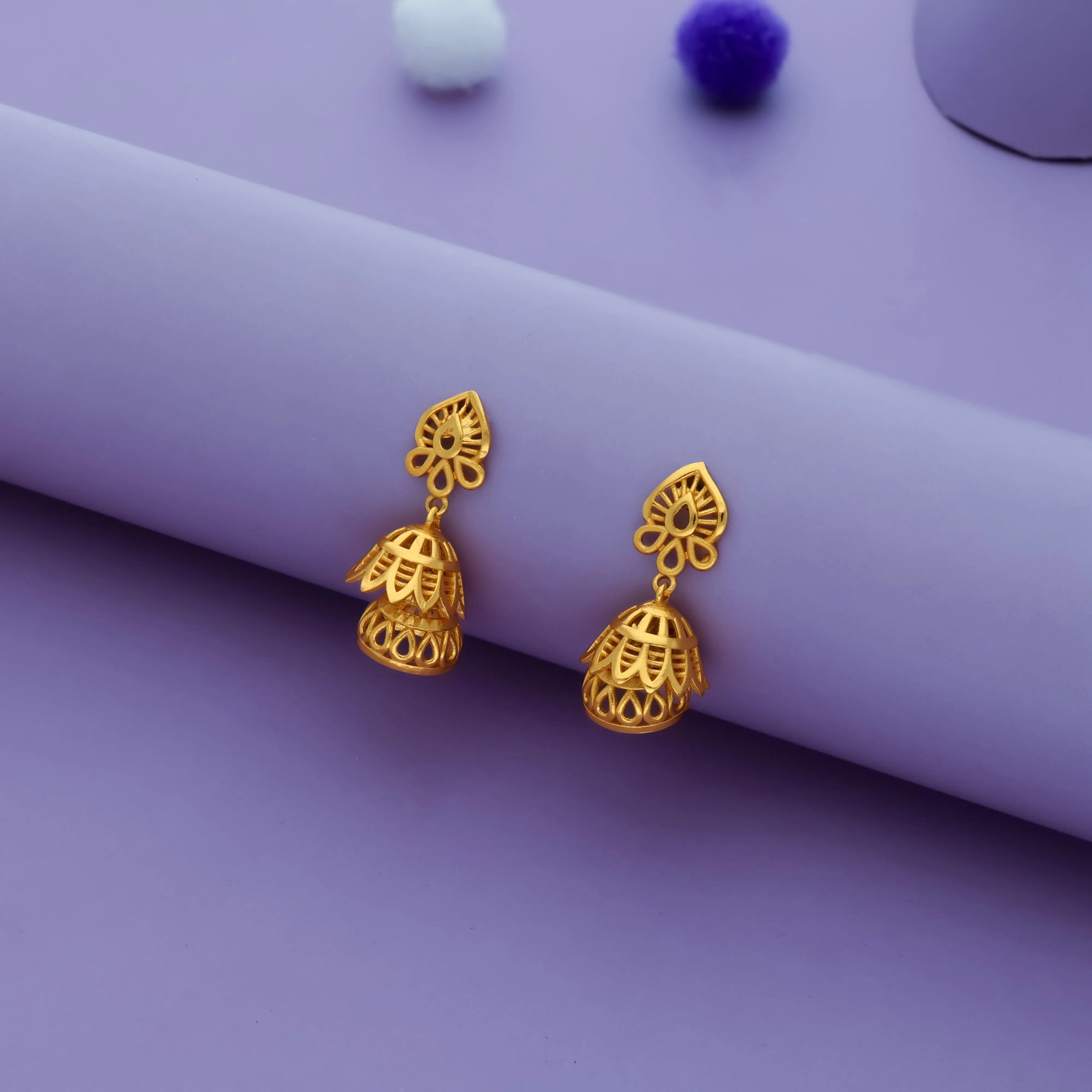 925 Silver Traditional Chain Drop Jhumka Earrings