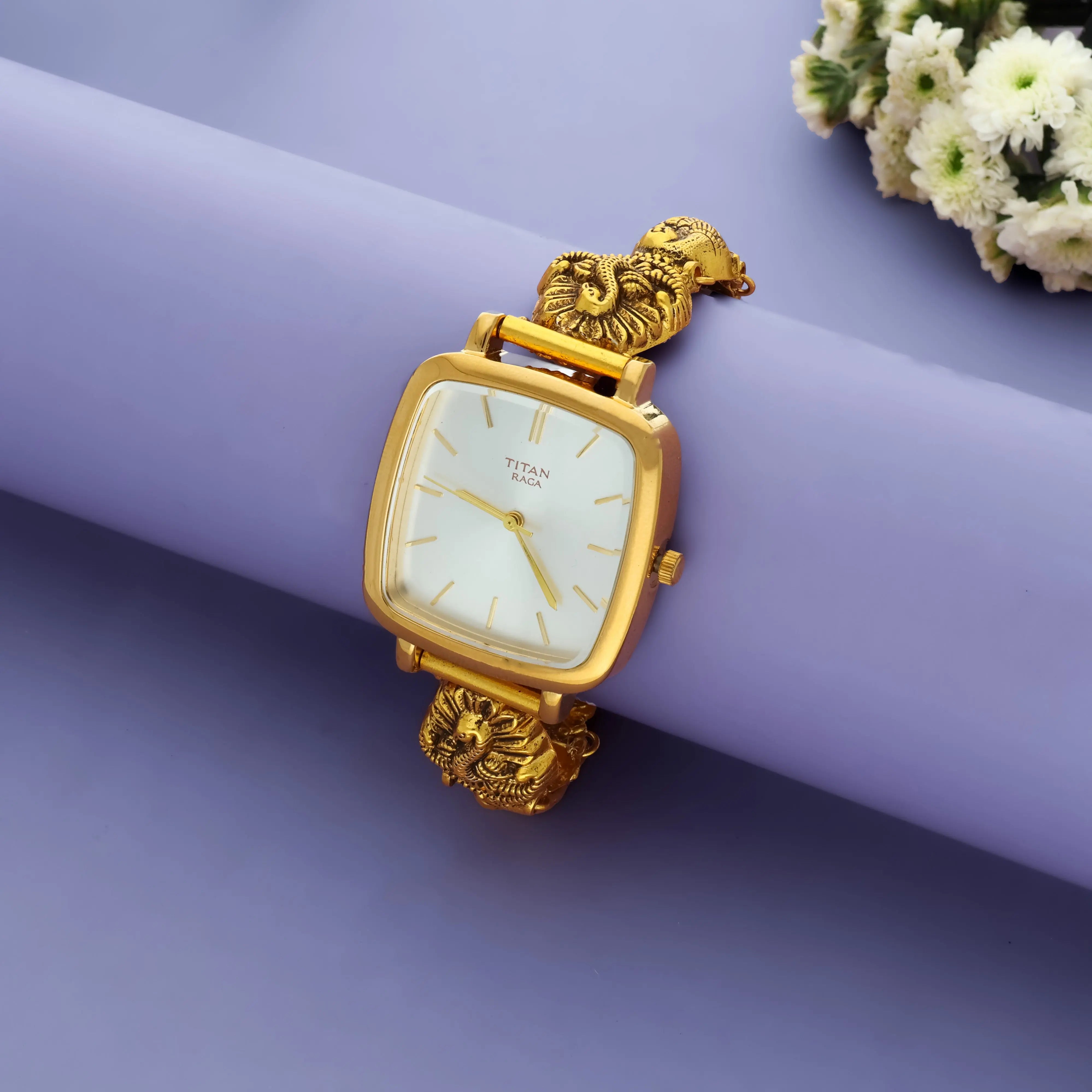 925 Silver Traditional Nakashi Work Antique Gold Finish Watch
