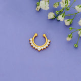 925 Silver White Cubic Zirconia Septum Nose Ring
