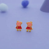 925 Sterling Silver Peppa Pig Studs for Kids (3+ Yrs)