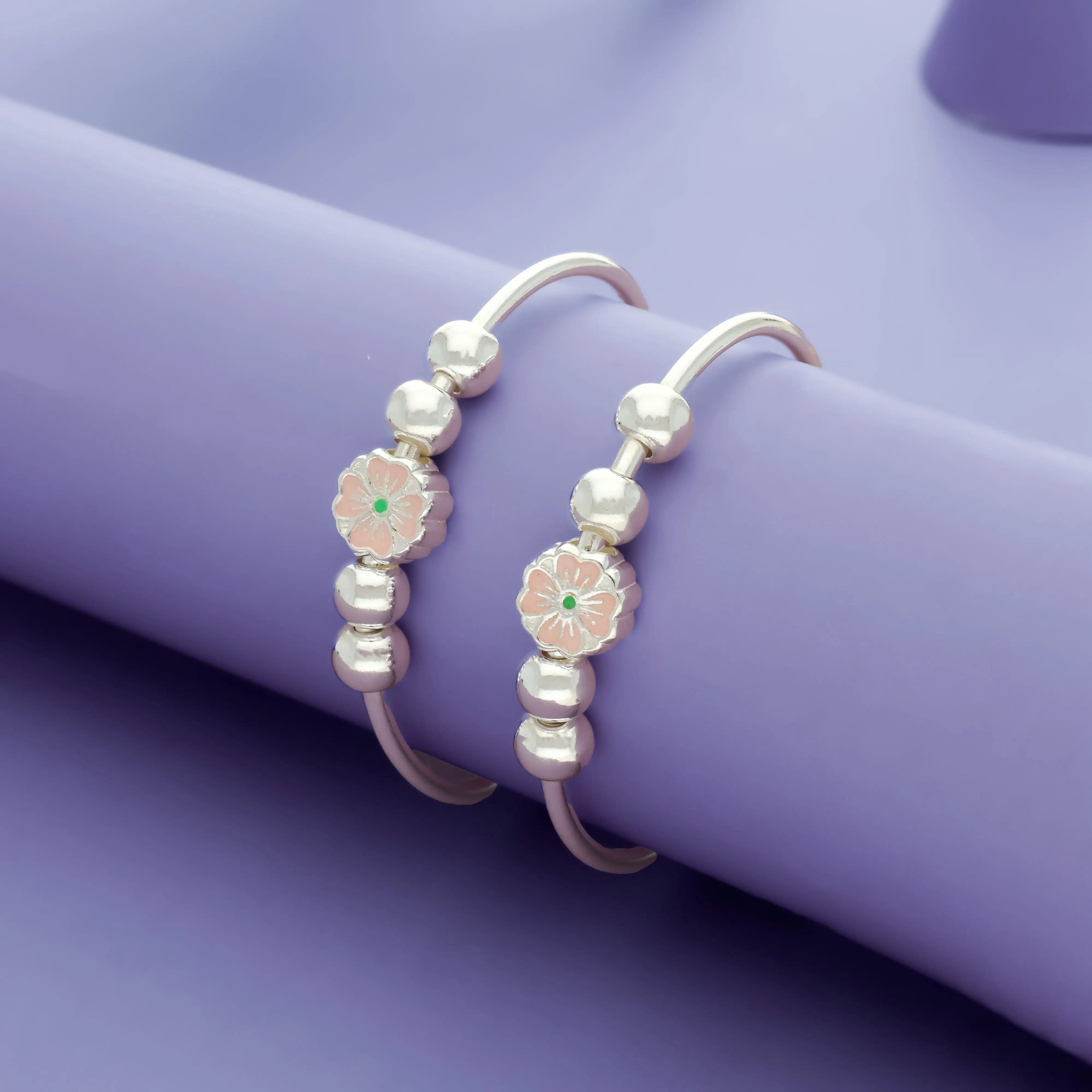 925 Sterling Silver Spring Bloom Bangles for Children
