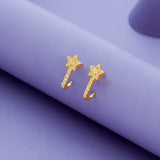 925 Sterling Silver Star J Type Earrings