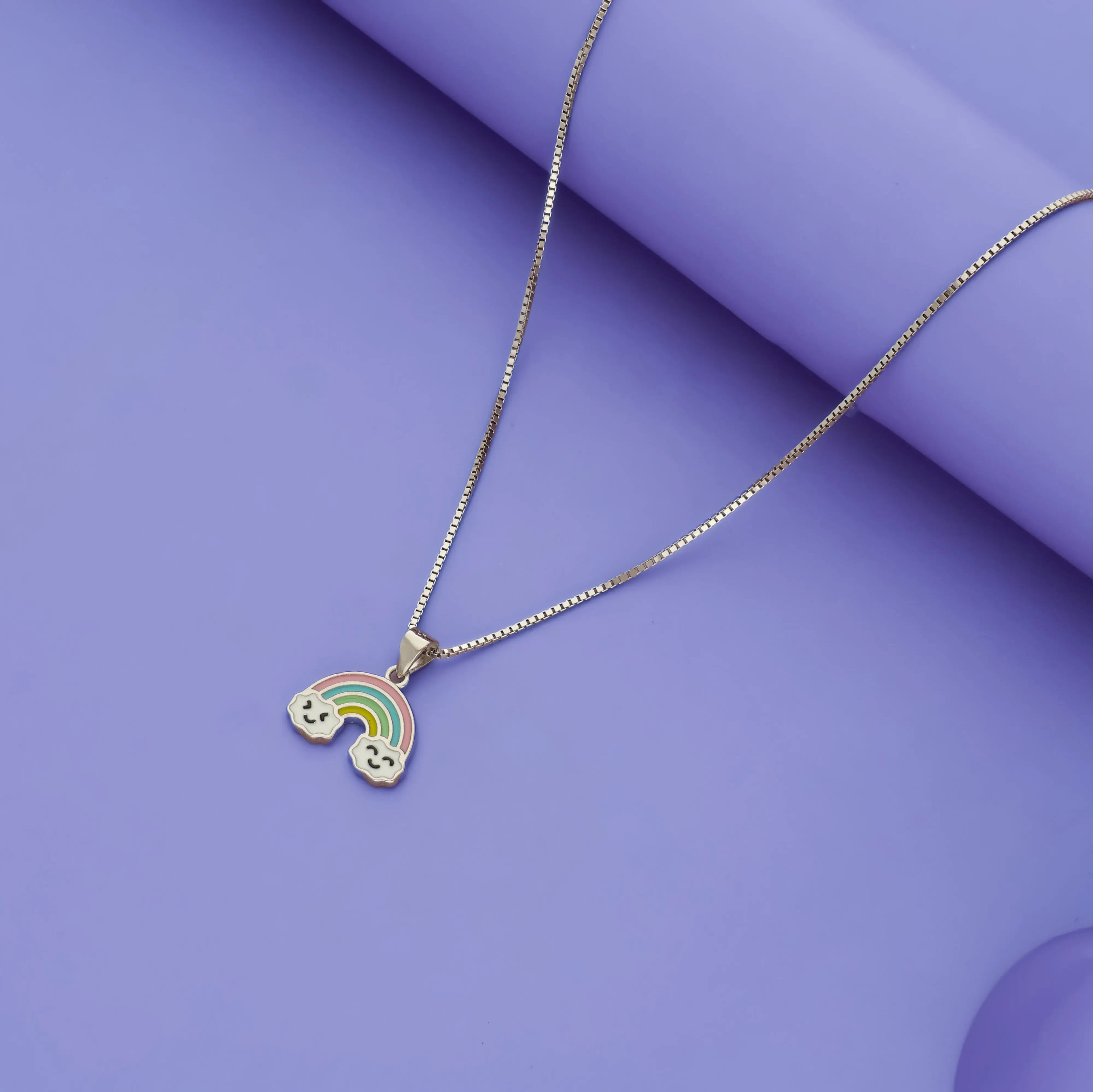 925 Silver Cloudy Rainbow Charm Kids Pendant