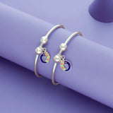 925 Silver Adjustable Kids Bangle with Peacock Dangle Charm