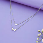 925 Silver Ribbon with Heart Double-Layer Party Wear Chain