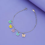 925 Silver Colorful Butterfly Charm Kids Bracelet