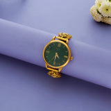 925 Silver Emerald Peacock Gold Plated Adjustable Watch (Length : 7.5-8In)
