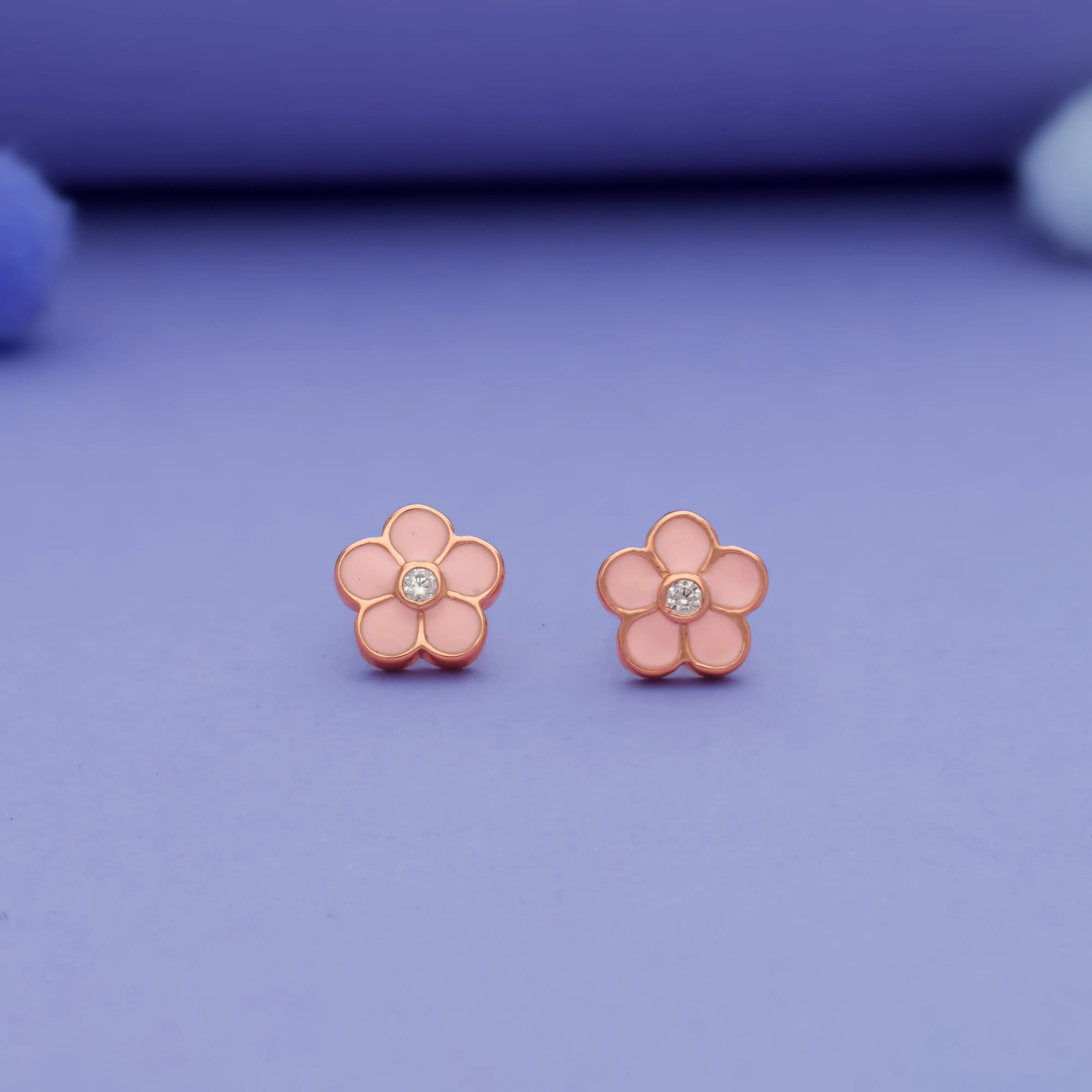 925 Silver Floral Kids Studs with Secure South Screw Back