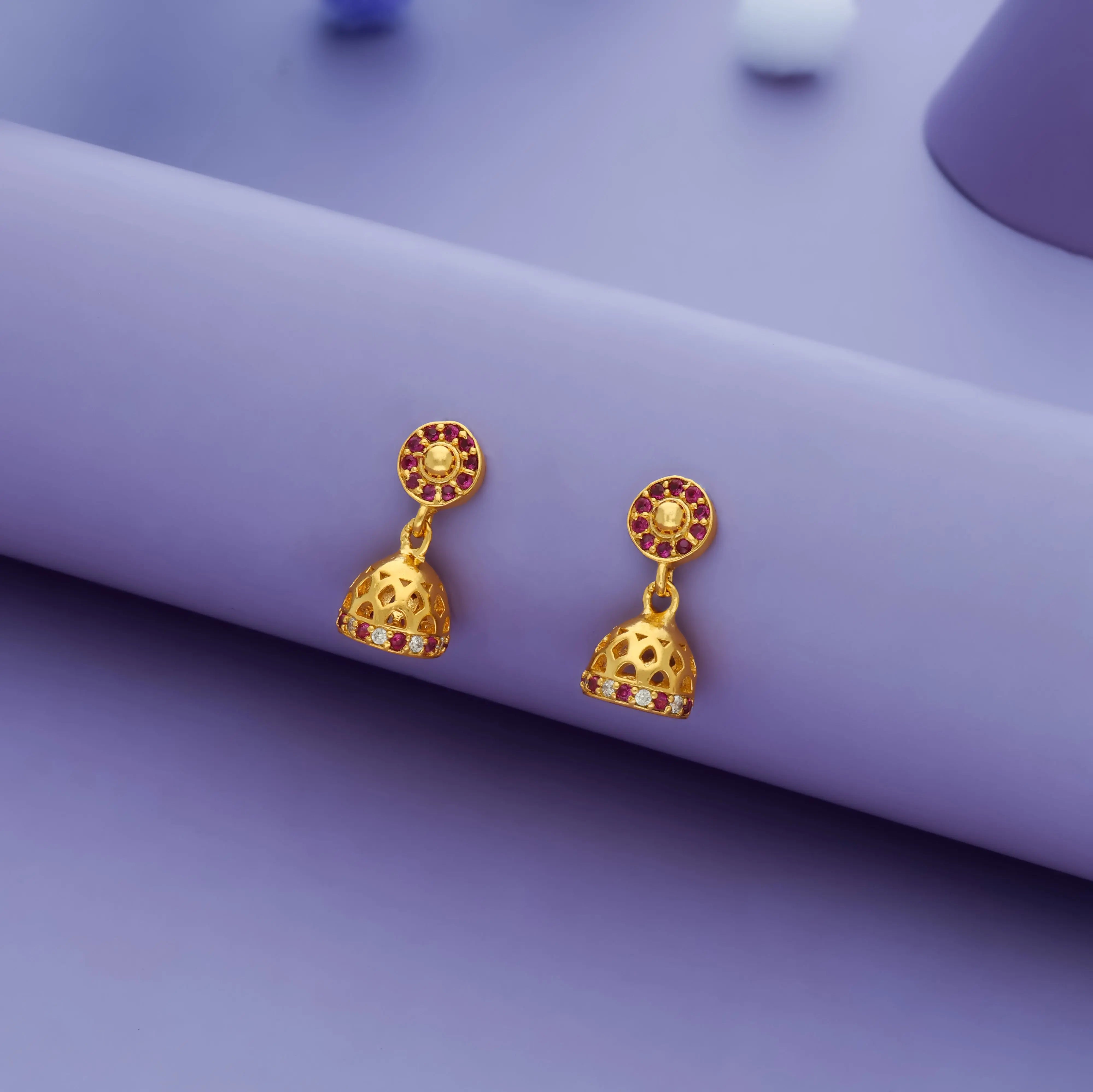 925 Silver Gold Polish Muthu Mini Jhumkas for Kids