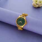 925 Silver Heritage Style Watch with Green Stone Design