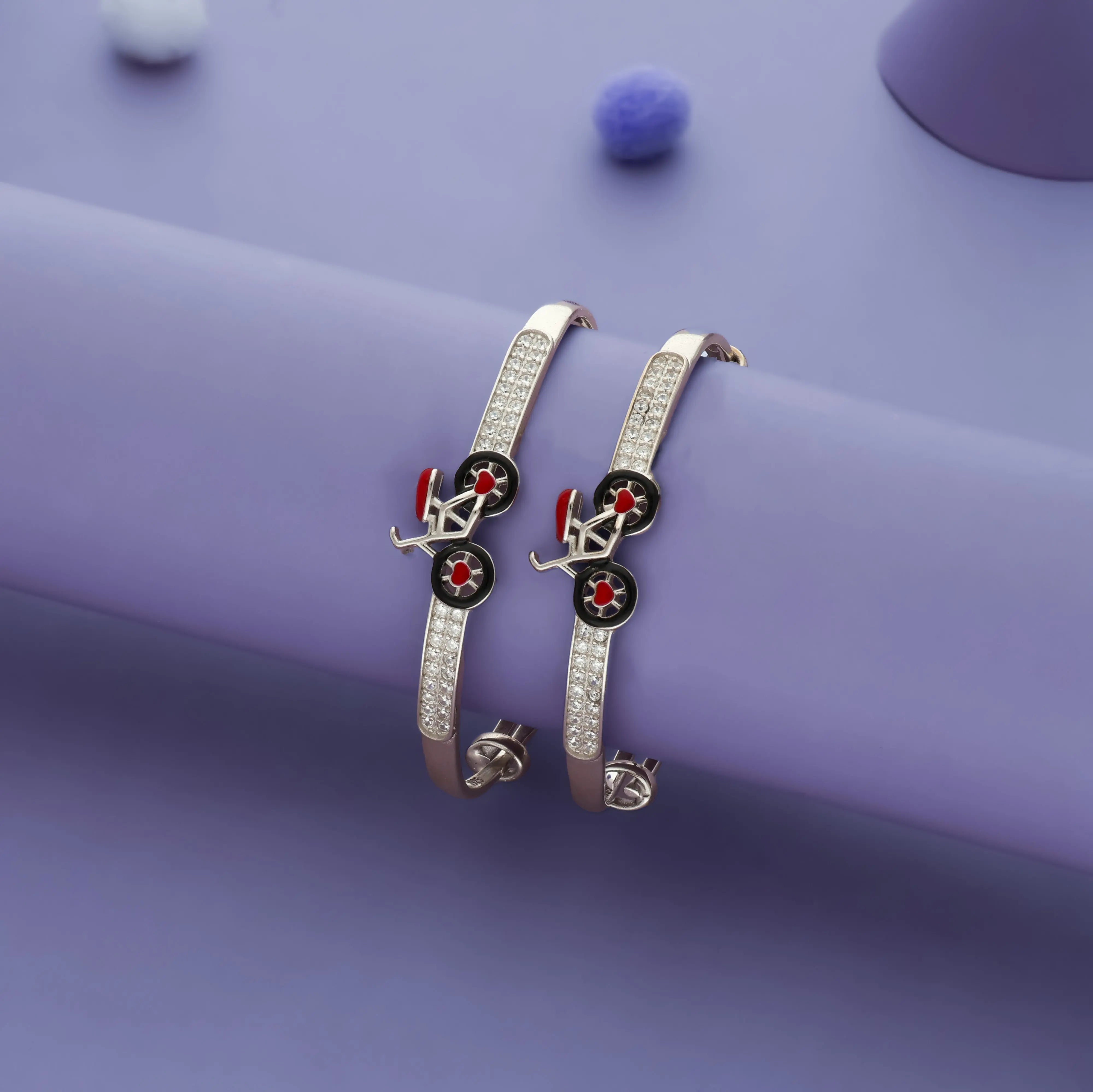 925 Silver Joyful Bicycle Kids Bangles (0-5 Yrs)