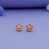 925 Silver Kids Stud Earrings with Violet Flower Design