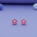 925 Silver Kids Stud Earrings with Violet Flower Design