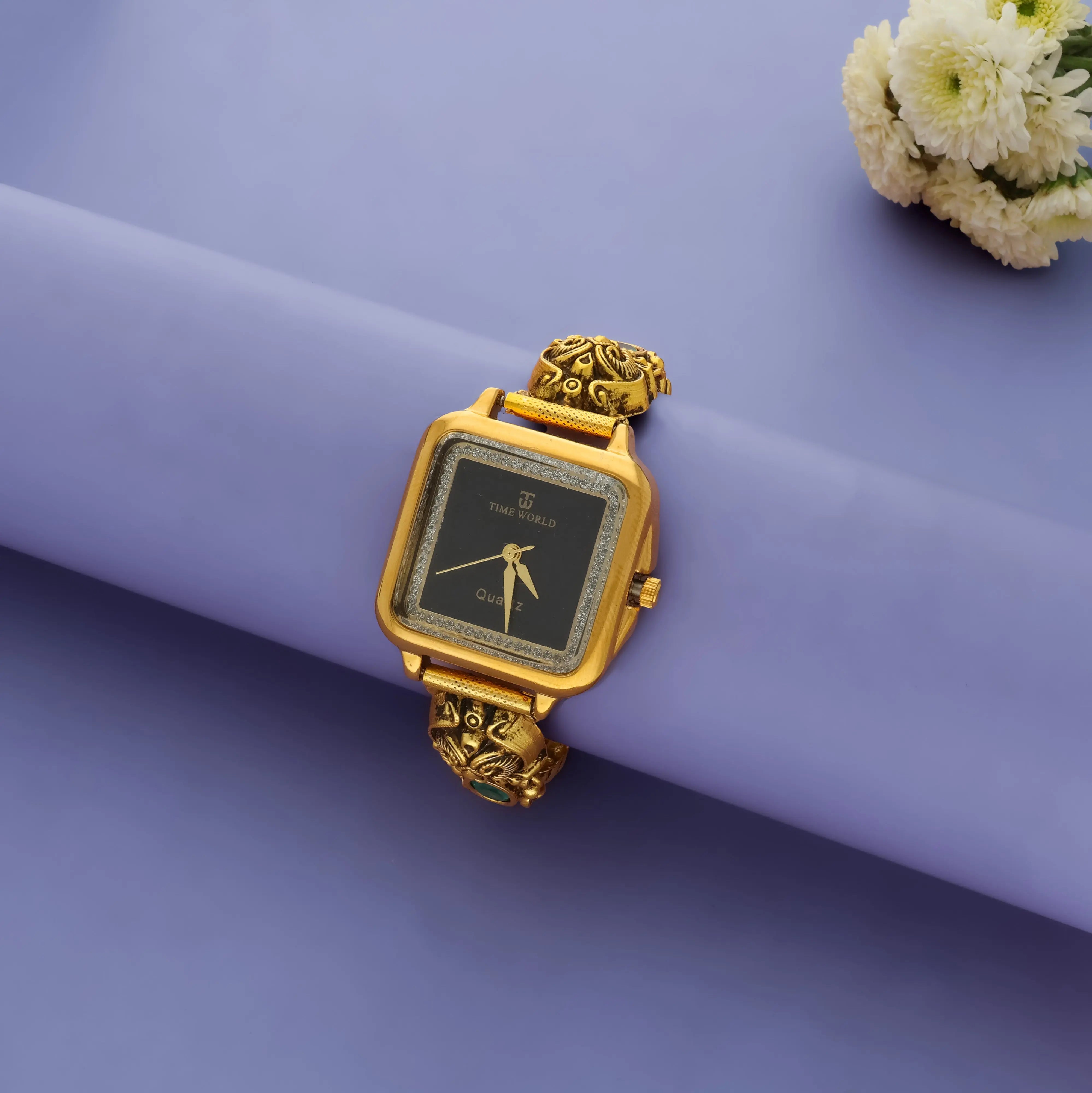 925 Silver Samragni Antique Gold-Polished Watch