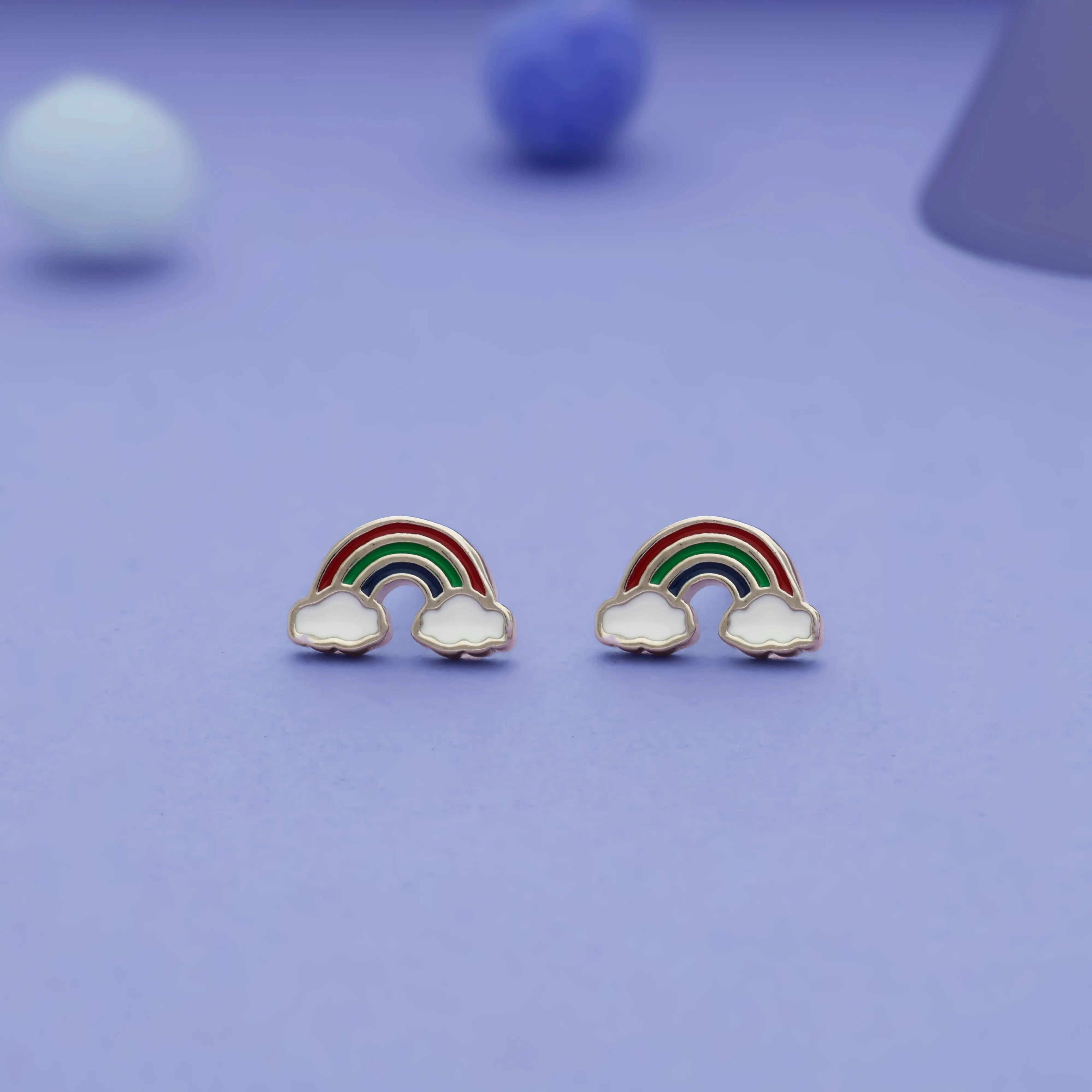 925 Sterling Silver Cloudly Rainbow Studs for Kids (3+ Yrs)