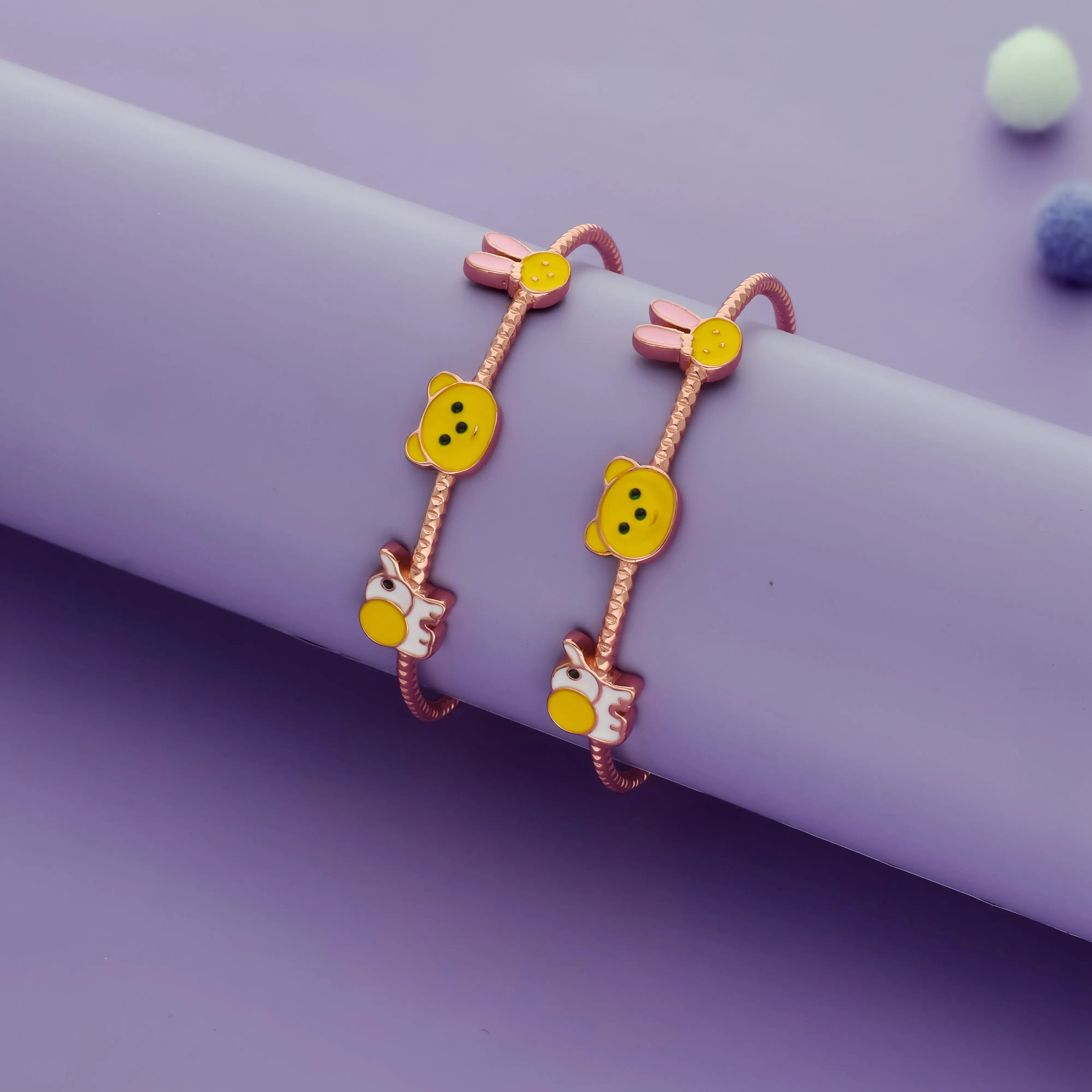 925 Sterling Silver Playful Animal Bangles for Children