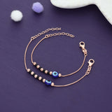 Petit Evil Eye Rose Gold Polish 925 Silver Kid Anklet (0-6Months)