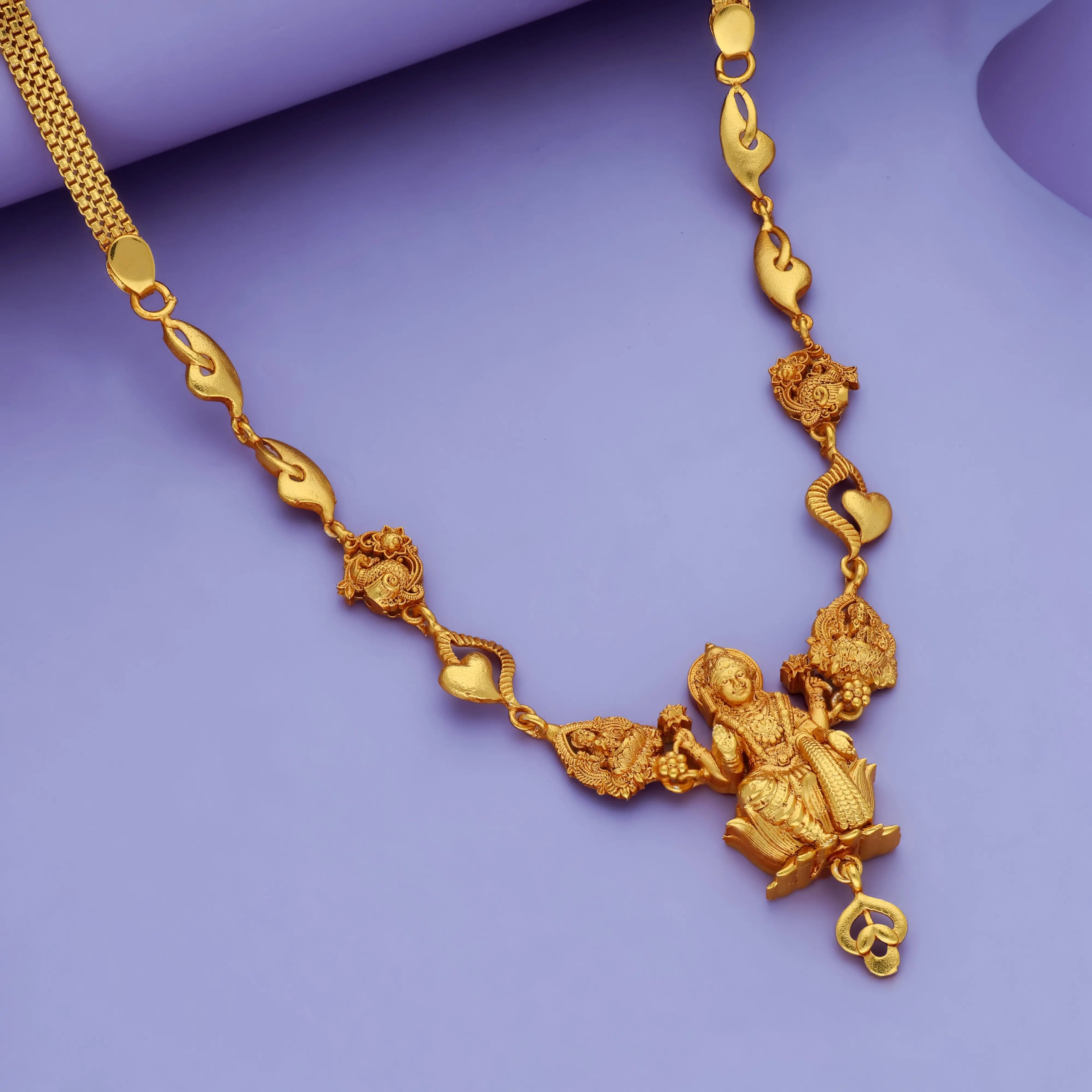 Annapoorna Devi 925 Silver Gold Polish Necklace