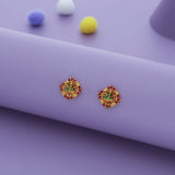 Antique Rhombus Petal Traditional 925 Gold Polish Silver Kid Earring