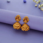 Antique Gold Polish 925 Silver Lakshmi Temple Jhumka