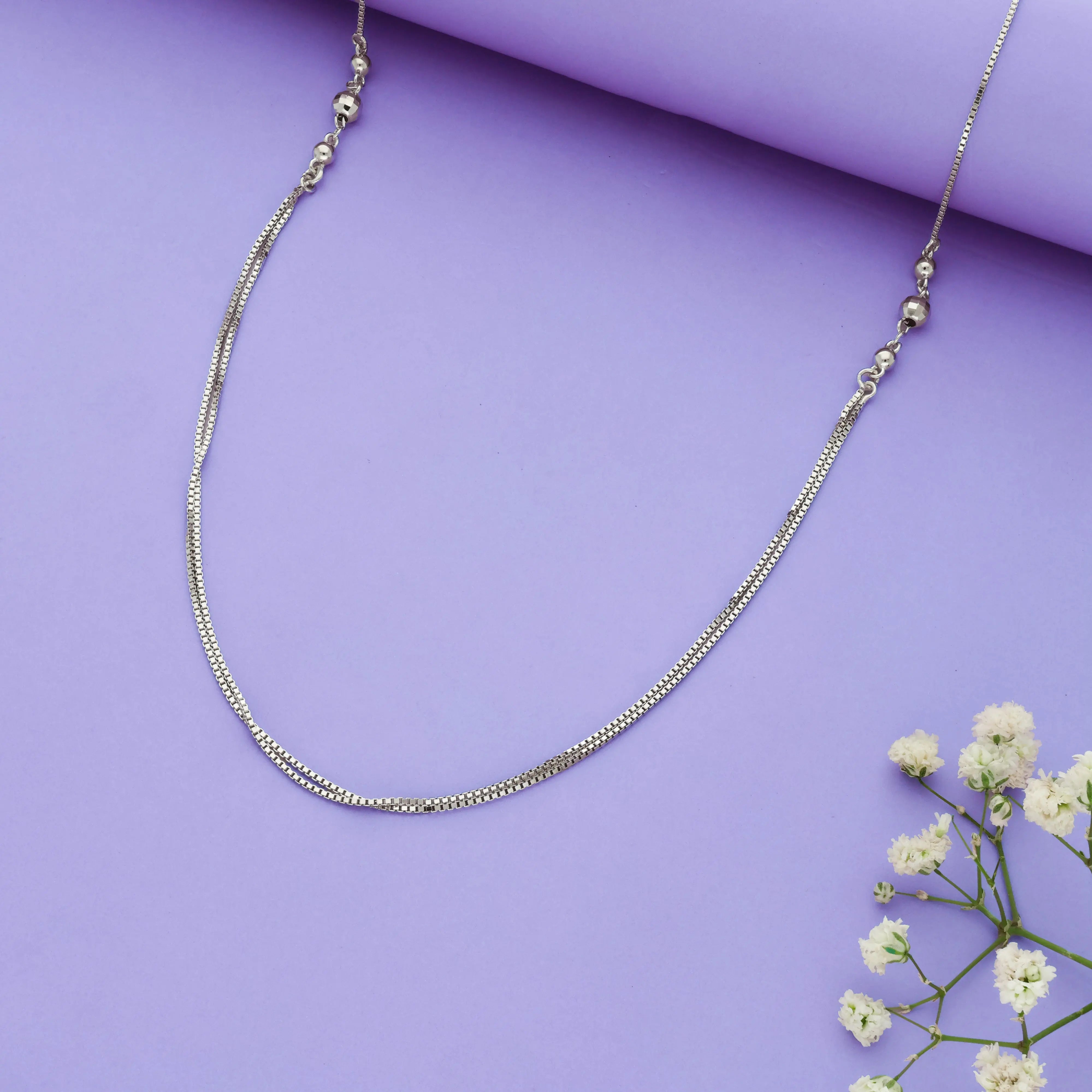 Bead Charm 925 Silver Double Layered Necklace
