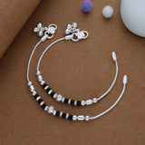 Black Beaded Traditional 925 Silver Kid Anklet(0–6 Months)