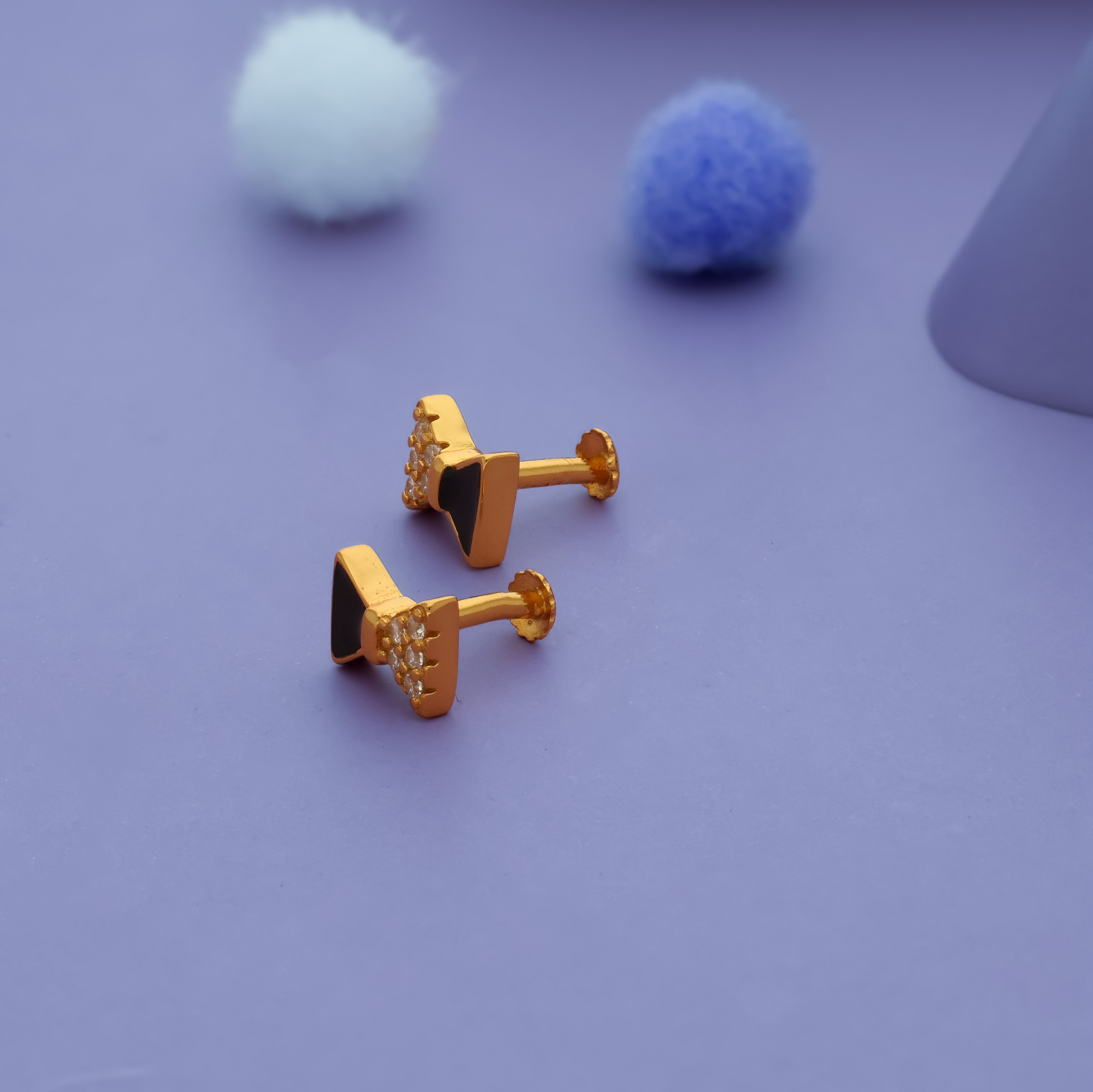 Black Bow 925 Sterling Silver Kids Stud (3+ Yrs)