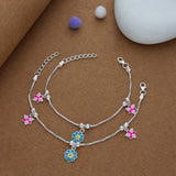 Blossom Charm 925 Silver Kid Anklet (3-5 Yrs)