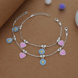Blossom Heart Silver Anklet(3-6 Yrs)