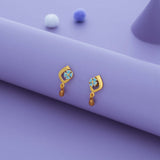 Blue Blossom Gold Polish 925 Silver Drop Earring