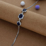 Blue Majesty Minimal and Chain 925 Silver Bracelet