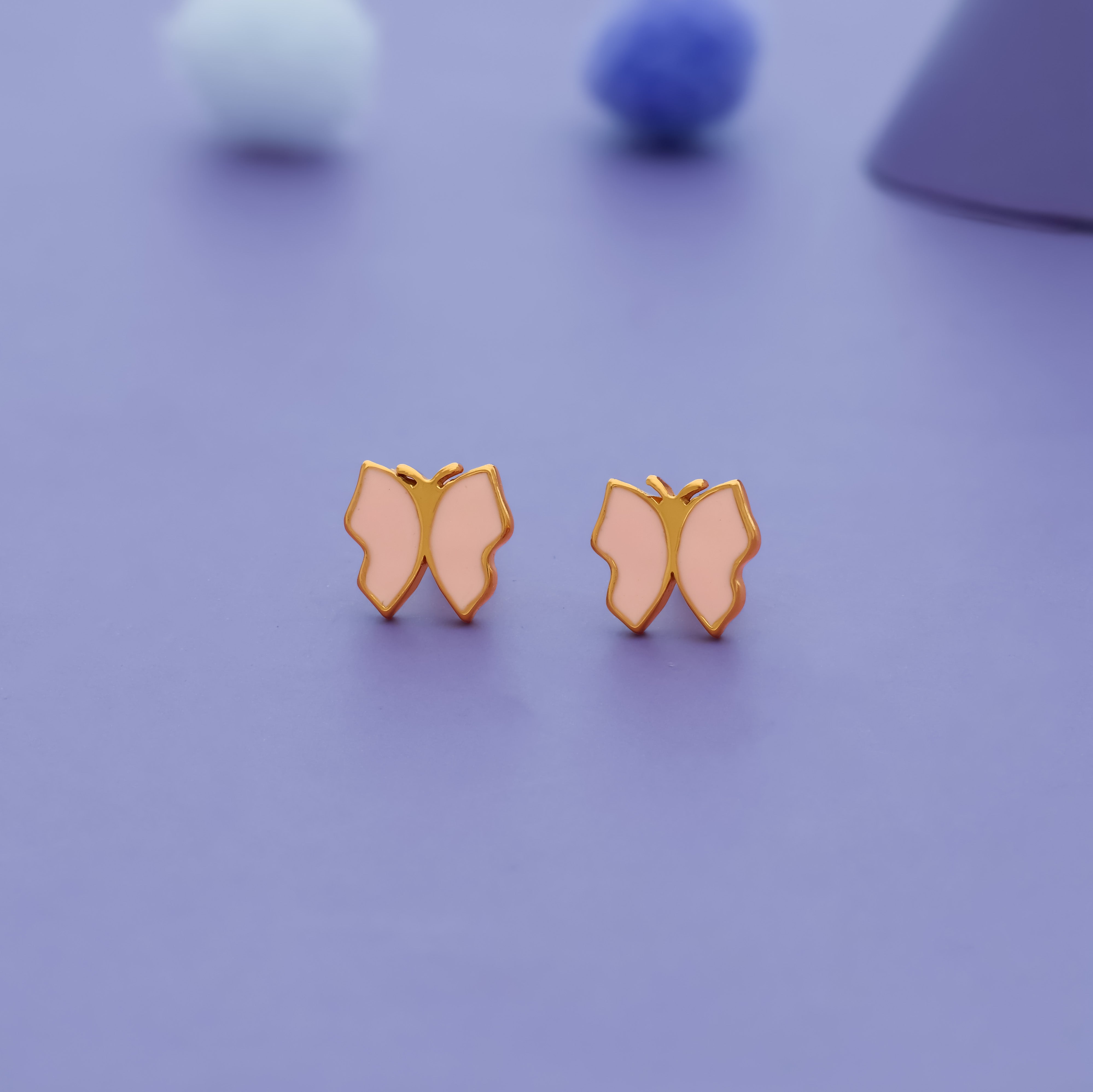Blush Pink Butterfly 925 Sterling Silver Kids Stud (3+ Yrs)