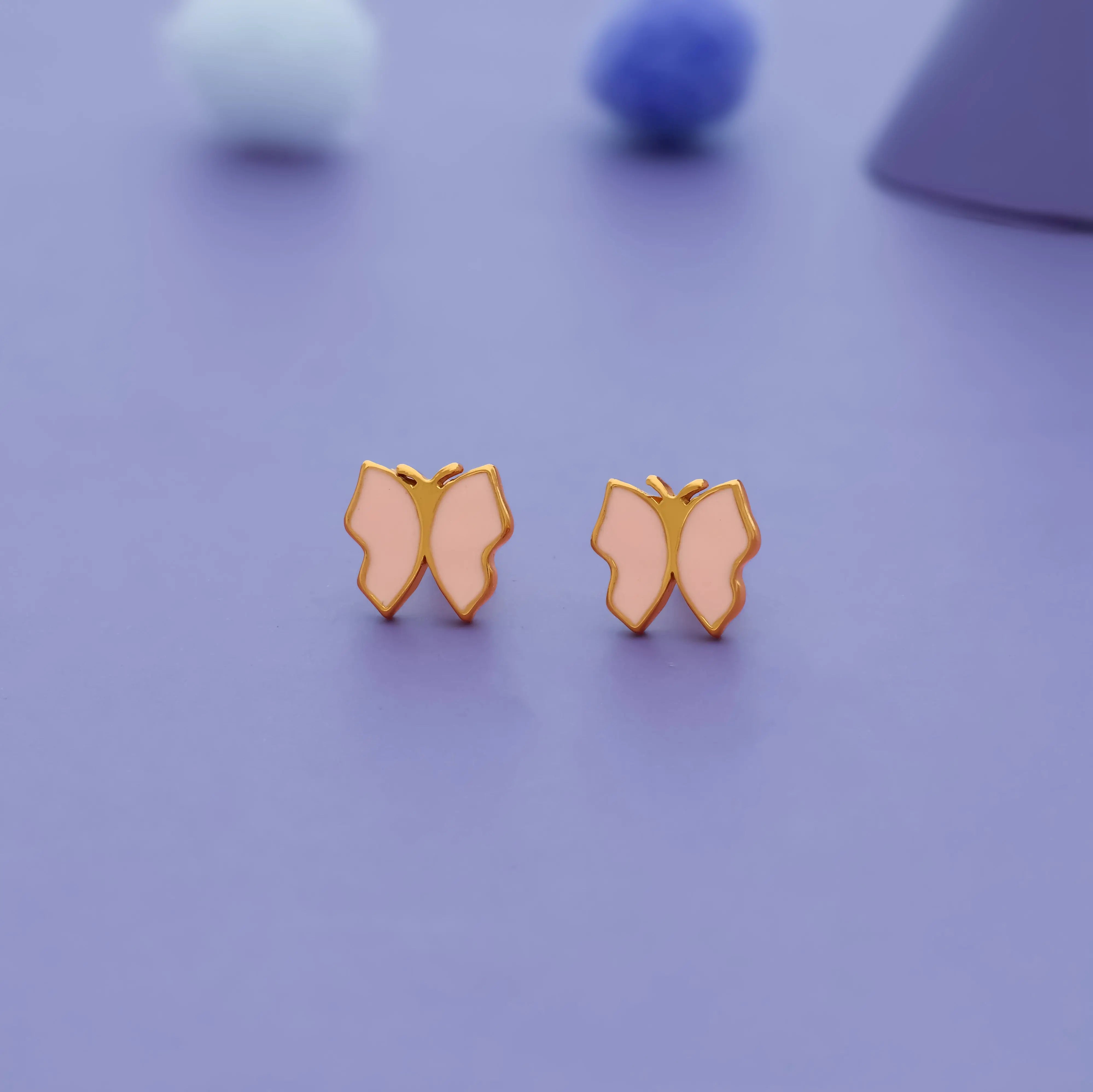 Blush Pink Butterfly 925 Sterling Silver Kids Stud (3+ Yrs)