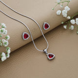 Blushing Red Silver Pendant Set for Women & Teen