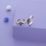 Bold Flower Oxidized 925 Silver Toering