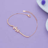 Buterfly with Zircon Stone Rose Gold Polish 925 Silver Bracelet