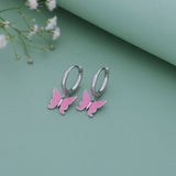 Butterfly Charm 925 Silver Hoop (5+ Yrs)