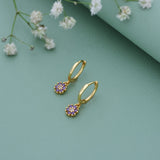 Charming Flower 18K Gold Polish Silver Hoop (5+ Yrs)