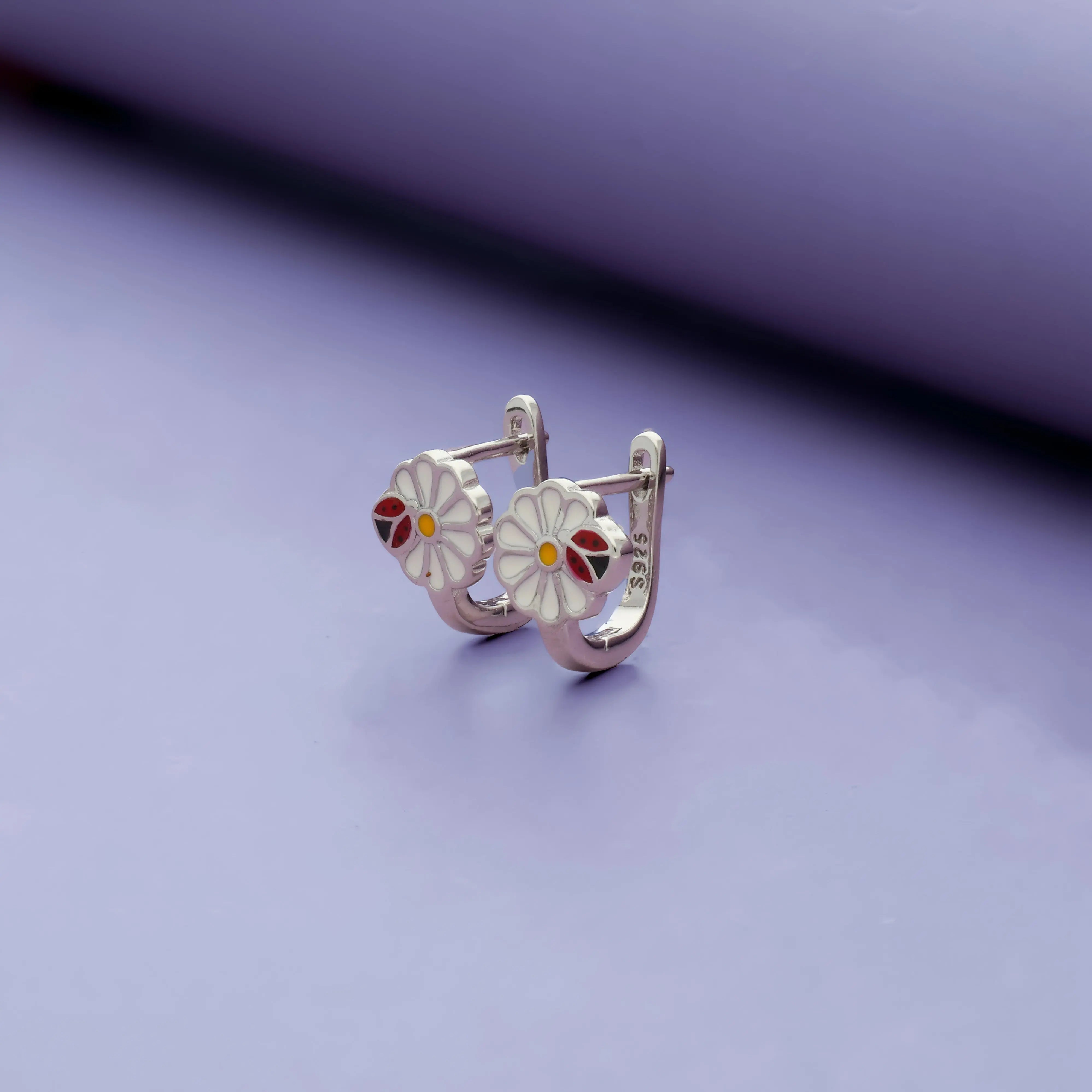 Chirpy Daisy 925 Sterling Silver Kids Hoop Earrings