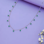 Classic Green Stone 925 Silver Charm Necklace