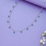 Classic Green Stone 925 Silver Charm Necklace