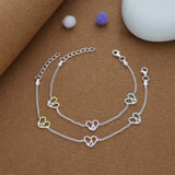 Colorful Heart Charm 925 Silver Kid Anklet (3-5 Yrs)