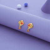 Crimson Bloom Gold Polish 925 Silver Drop Earring