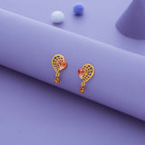Crimson Heart Gold Polish 925 Silver Drop Earring