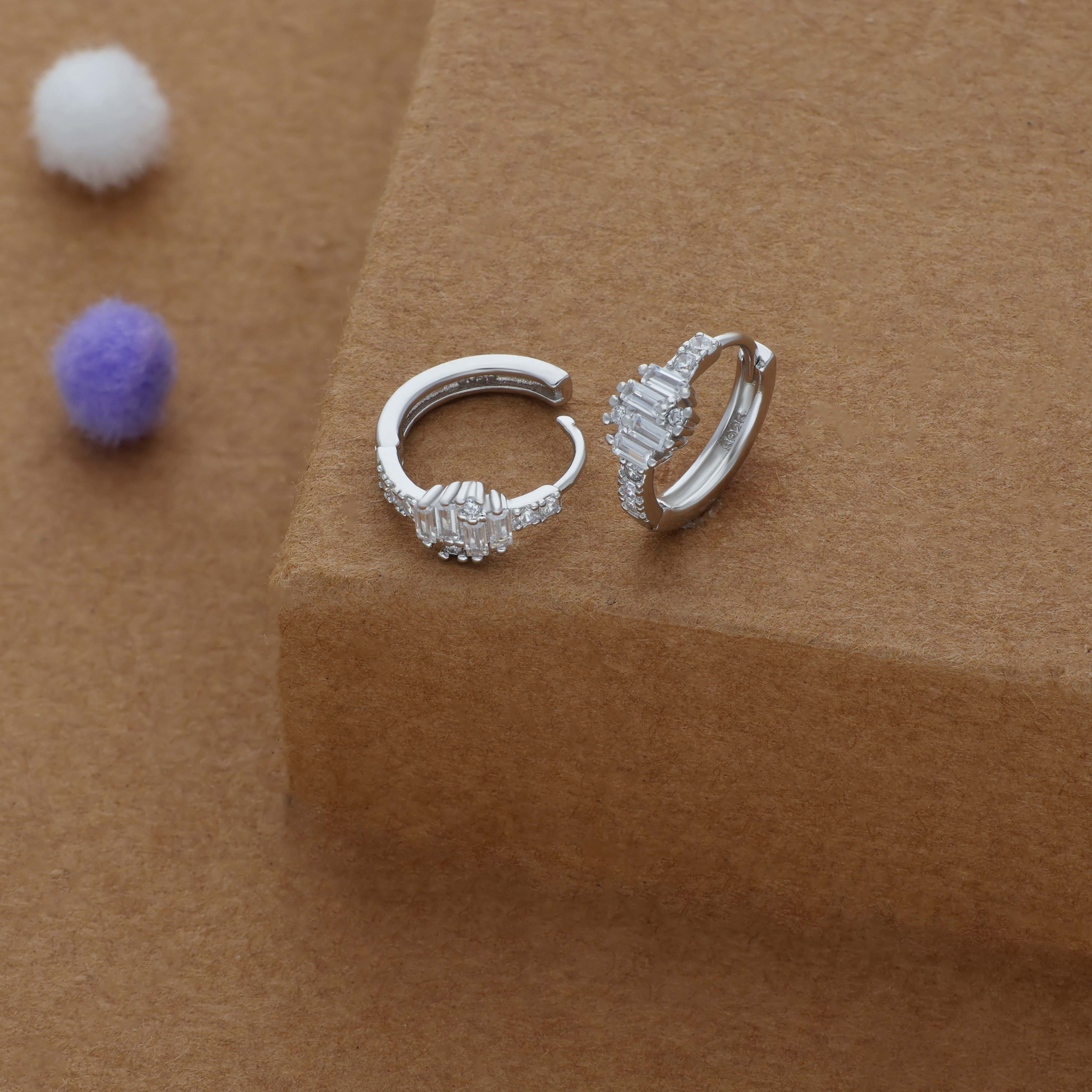 Royal Cluster 925 Silver Women Hoop Earring