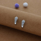 Crystal Square 925 Silver J Type Earring