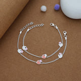 Cute Bunny Charm 925 Silver Kid Anklet (3-5 Yrs)