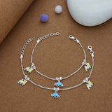 Cute Car & Train Charm 925 Silver Kids Anklet (4-6 Yrs)