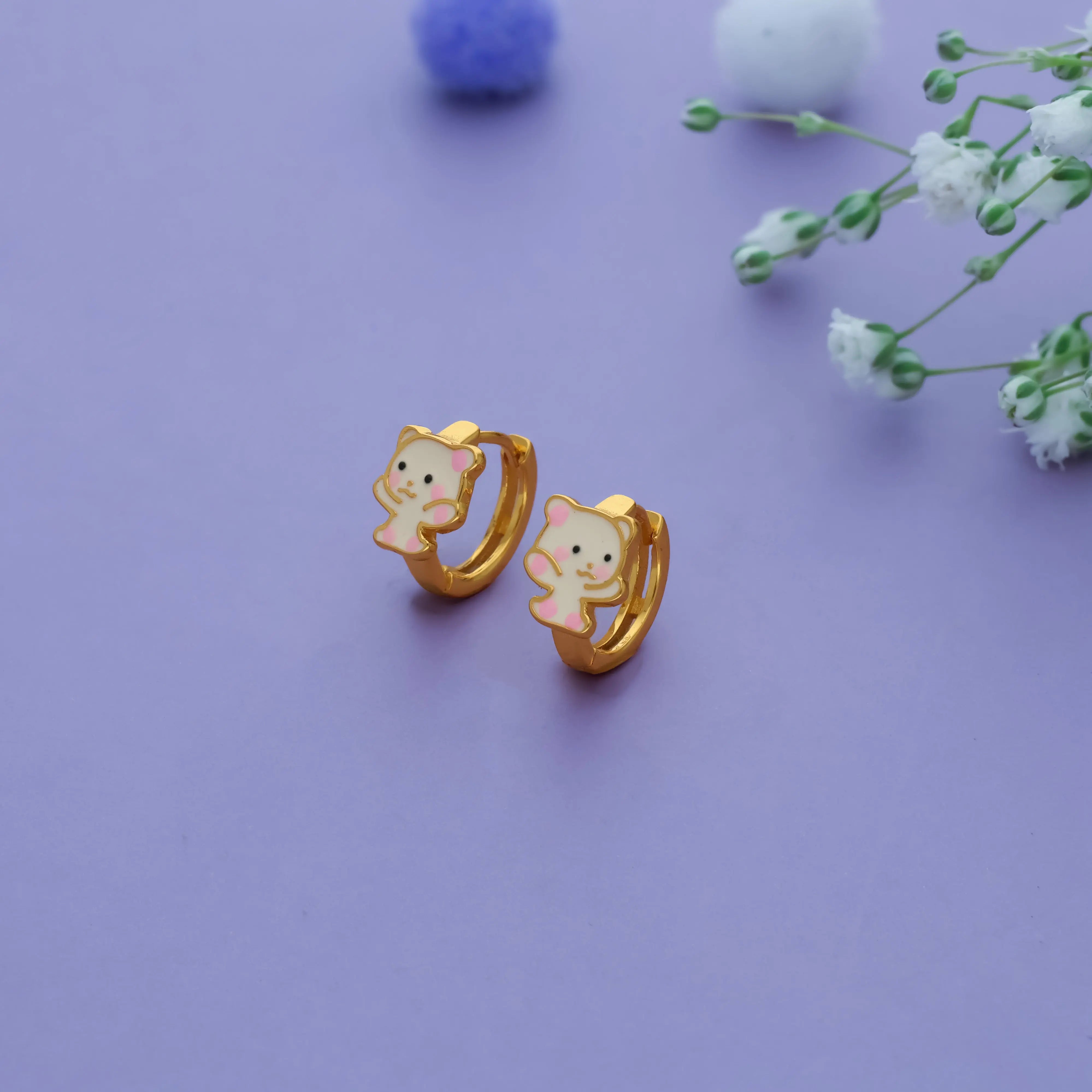 Cute Kitty 925 Silver Lock Type Kid Earring (3+ Yrs) Iyal