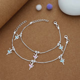 Dancing Fairy Charm 925 Silver Kid Anklet (4-6 Yrs)